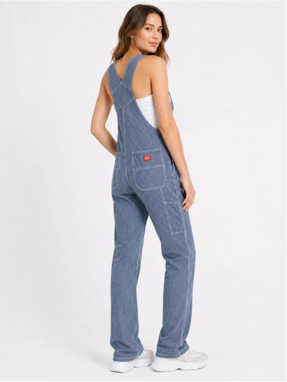 Dickies Hickory Stripe Denim Bib Overalls – Navy/White Railroad Stripe - Picture 3 of 10